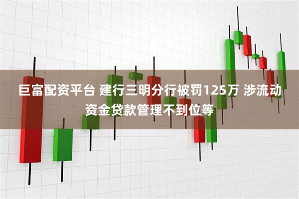 巨富配资平台 建行三明分行被罚125万 涉流动资金贷款管理不到位等