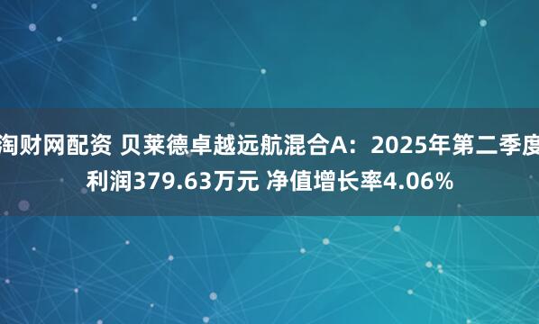 淘财网配资 贝莱德卓越远航混合A：2025年第二季度利润379.63万元 净值增长率4.06%